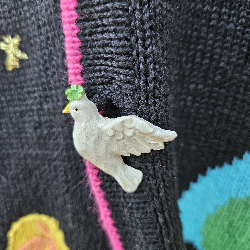 Vintage Storybook Knits Children of the World/Peace on Earth Sweater Medium - Picture 8 of 11